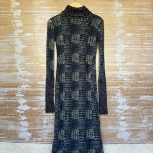Fuzzi Wool Blend Check Pattern Maxi Dress Art to Wear Preppy Boho Fall Womens L